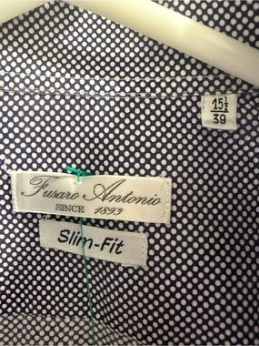 Slim-Fit Navy Shirt with White Dot Pattern